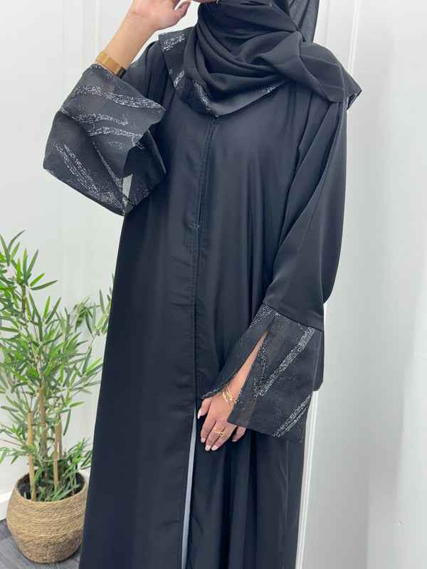 Black  embellished abaya - 2pcs