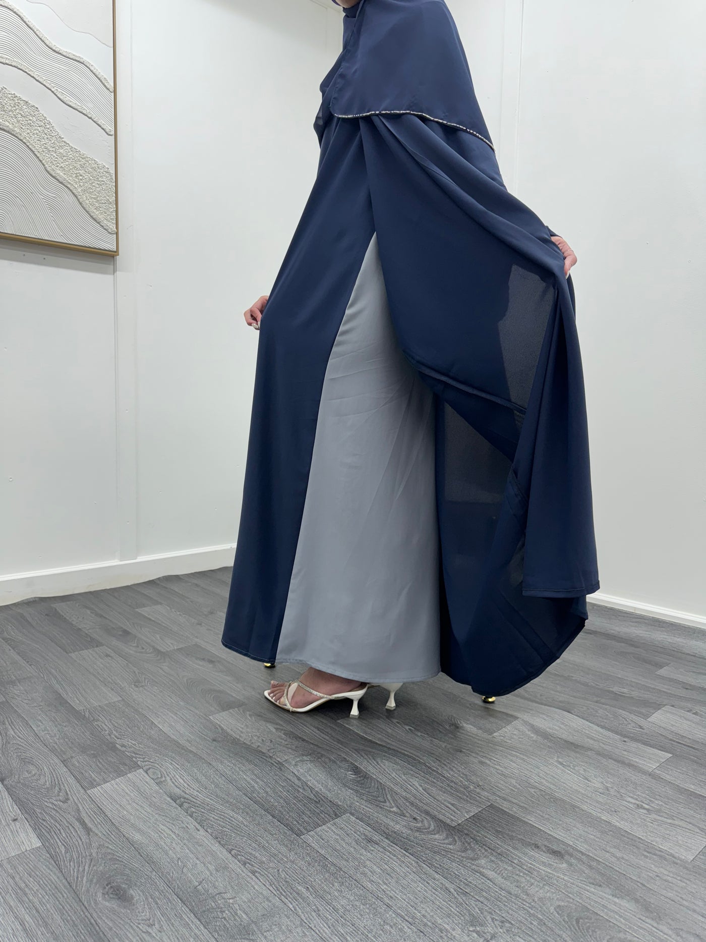 Navy Grey slip dress
