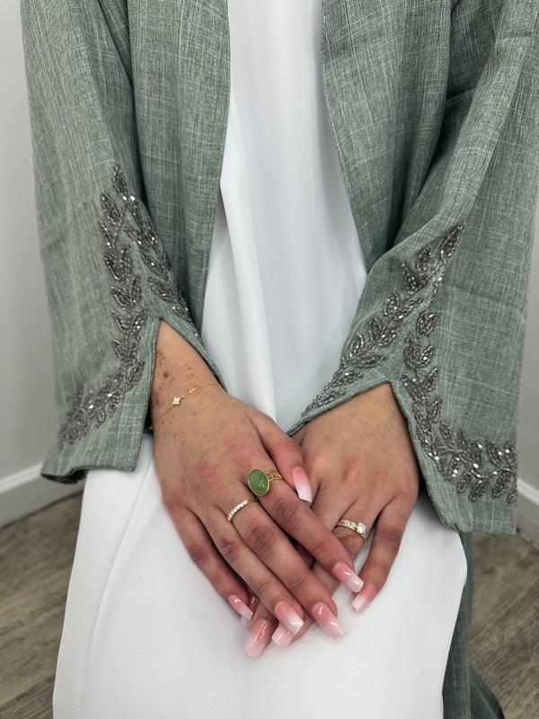 Daania - Embellished linen abaya