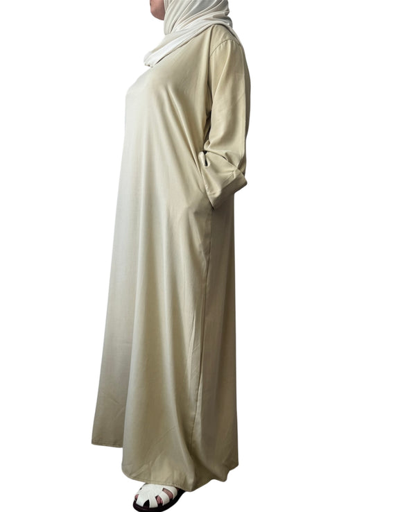 Cotton linen abaya- Buttercream