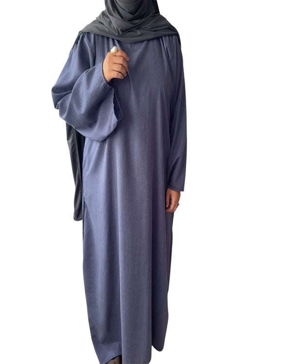 Cotton Linen abaya - Denim blue