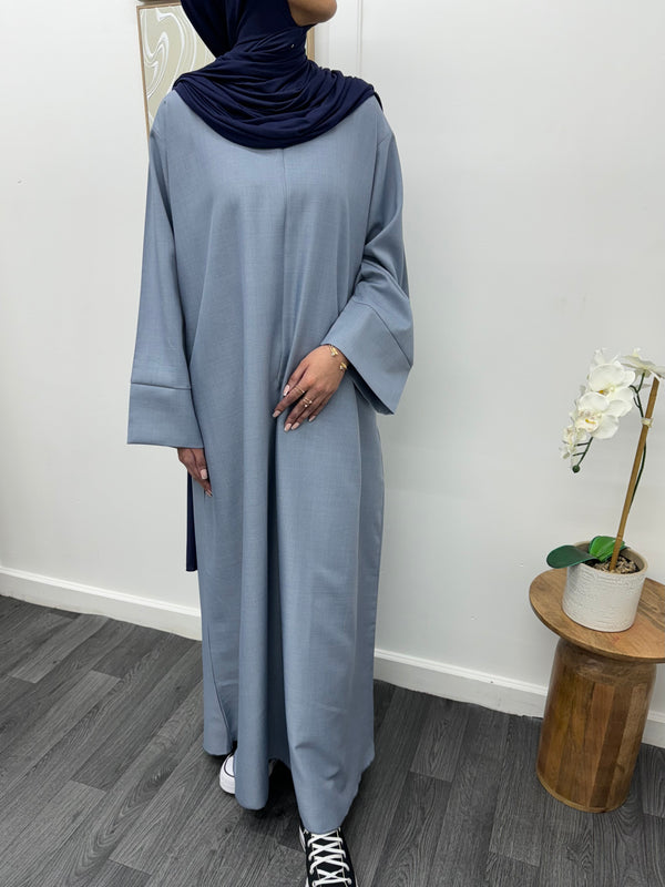 Zip abaya  - sky blue