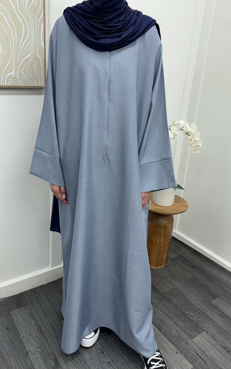Zip abaya  - sky blue