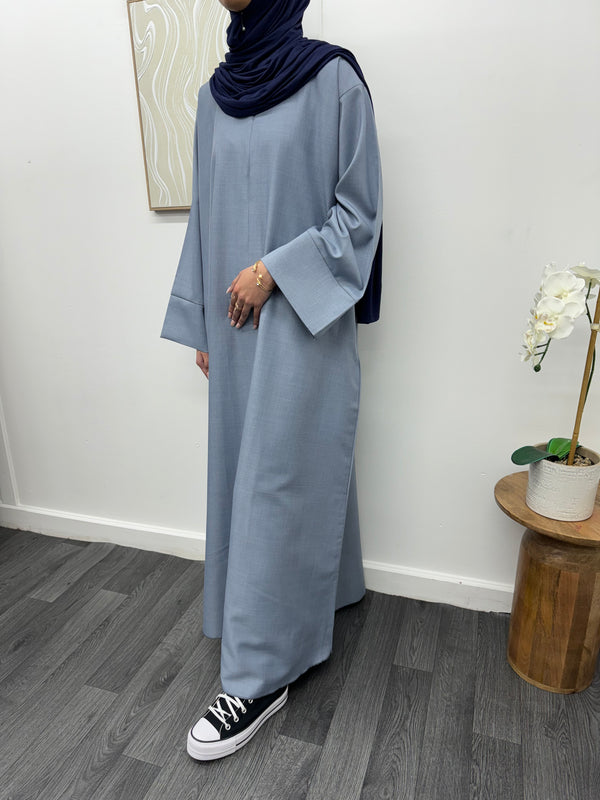 Zip abaya  - sky blue