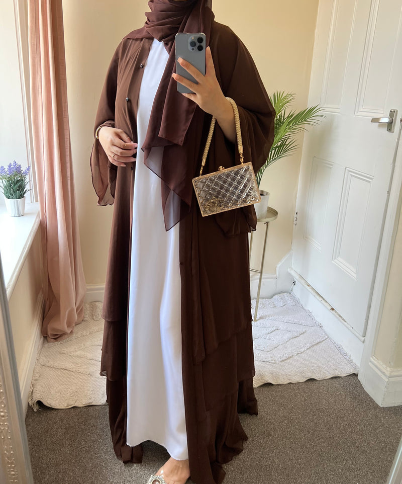 TRIPLE LAYERED ABAYA- Brown