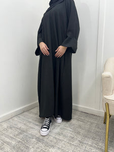 Black Linen Abaya