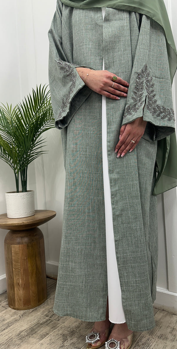 Daania - Embellished linen abaya
