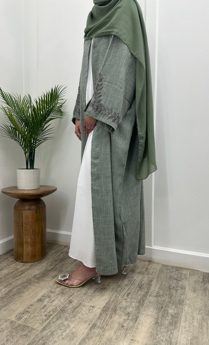 Daania - Embellished linen abaya