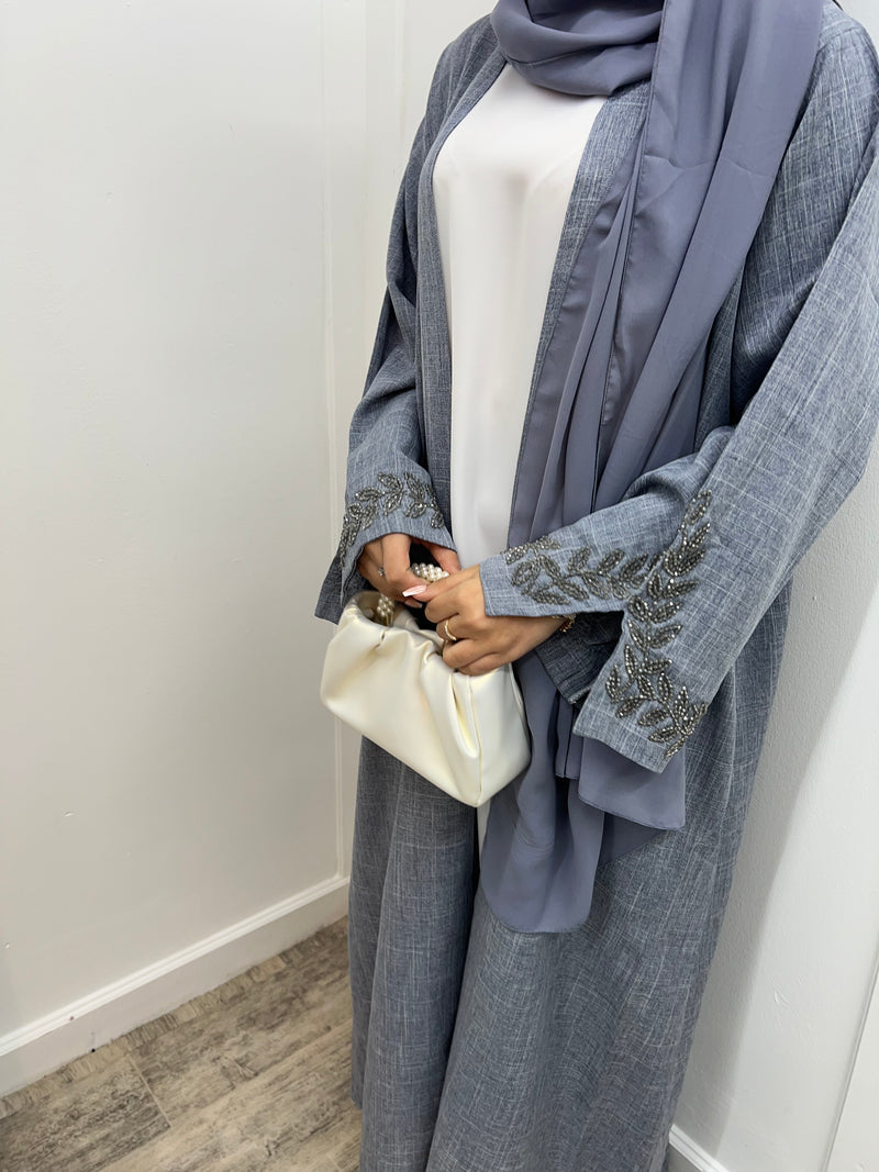 Daania - Embellished linen abaya.