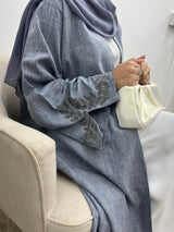 Daania - Embellished linen abaya.