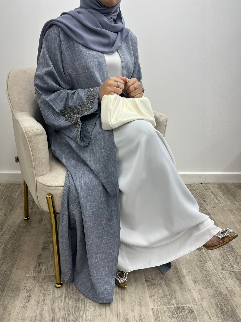 Daania - Embellished linen abaya.