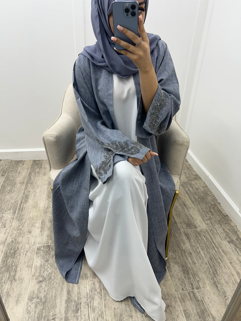Daania - Embellished linen abaya.