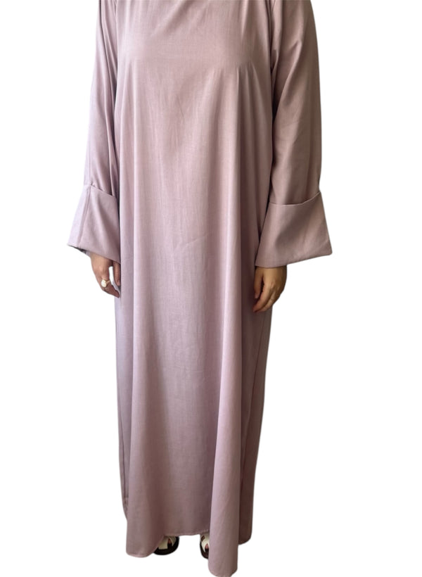 Cotton linen abaya - Pink