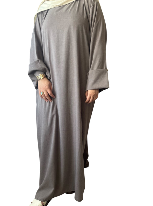 Cotton linen abaya - Brown Taupe
